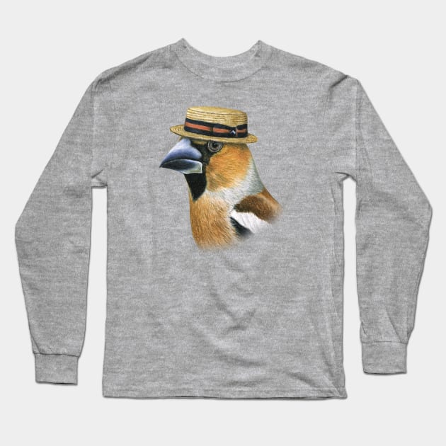 Hawfinch Long Sleeve T-Shirt by Mikhail Vedernikov